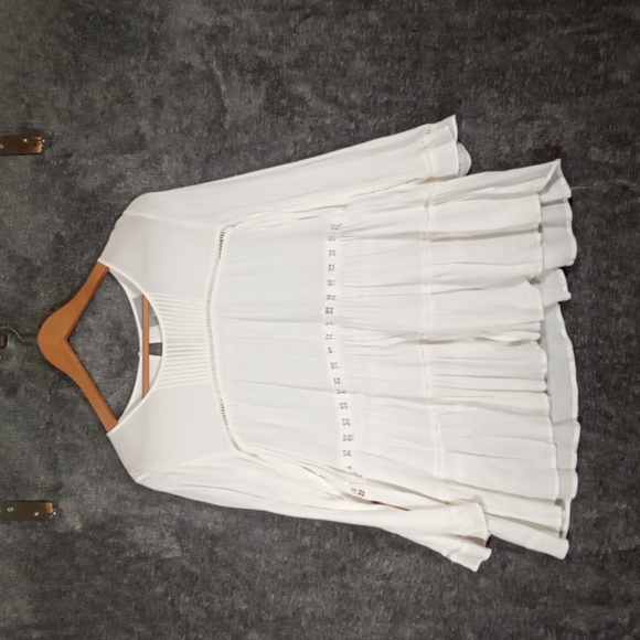 Maeve White Bell Sleeve Blouse Whimsygoth Fairy  and Tiered Design Womens Medium - Picture 2 of 10